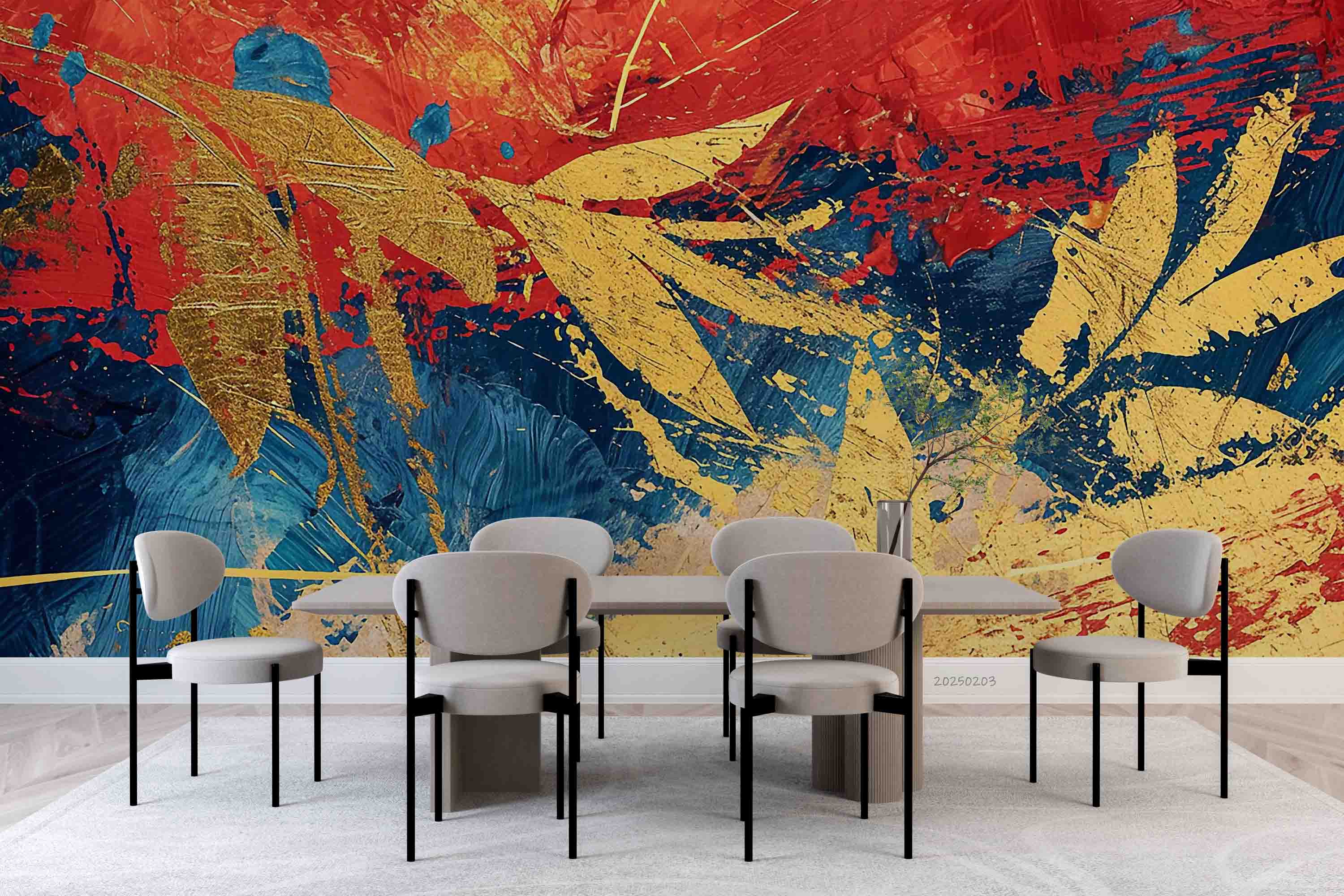 3D Abstract Colorful Graffiti Gold Leaf Wallpaper Wall Mural Wall Decor Wall Art Wall Sticker Remoable Wallpaper LQH