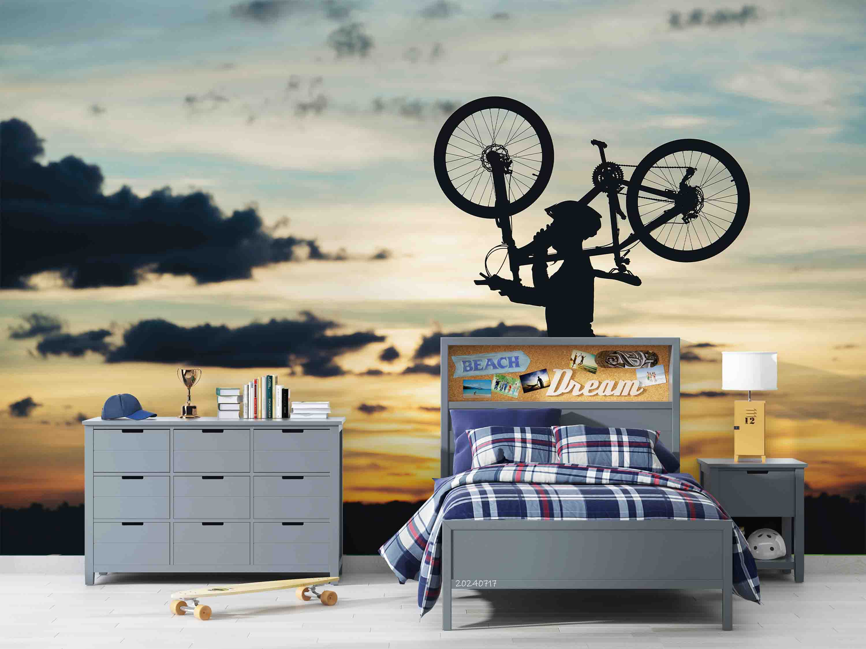 3D Tree Sea Cycling Mountain Cloud Sky Wall Mural Wallpaper YXL 55