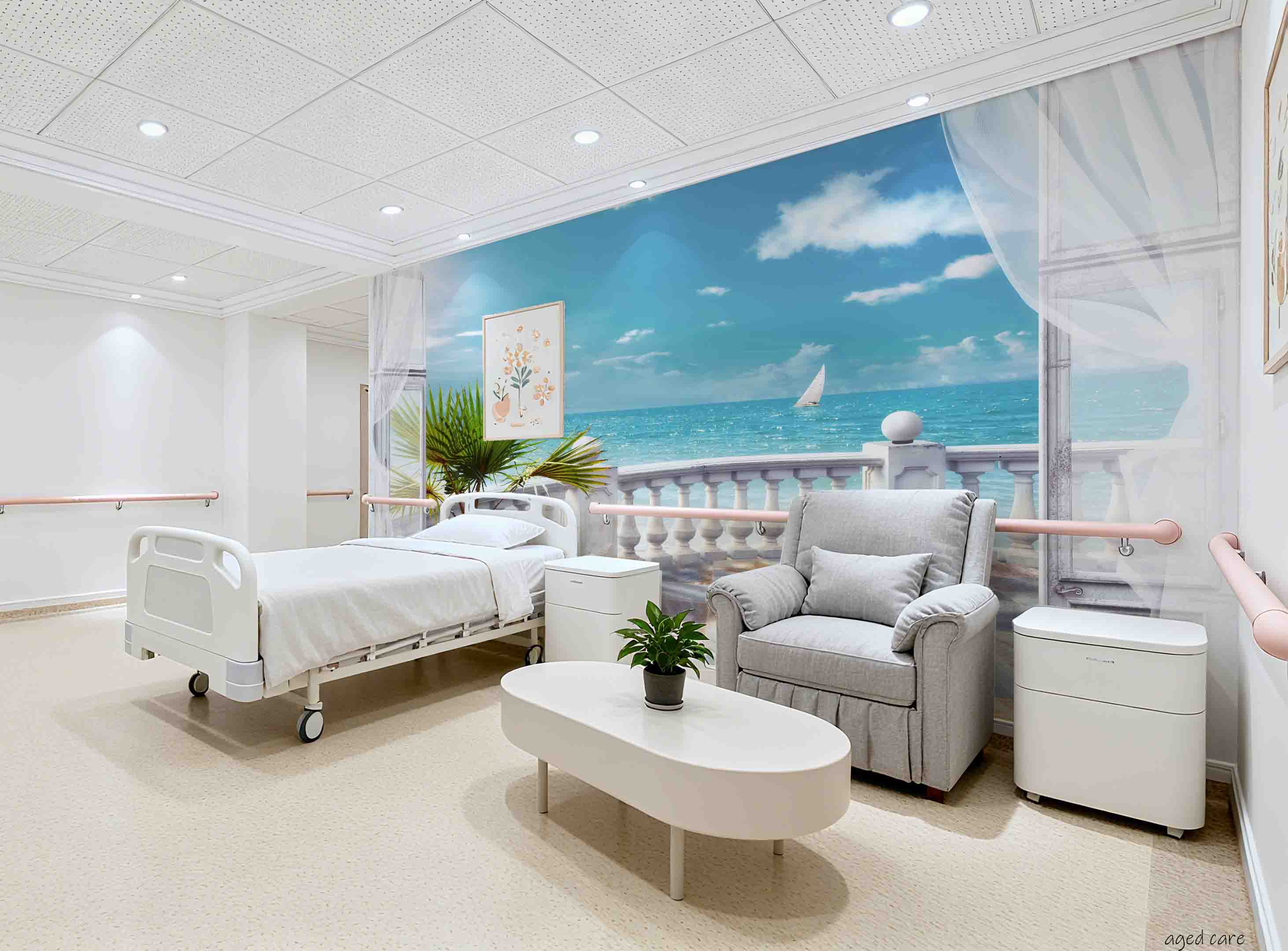 3D Aged Care Retirement Home Gerocomium Rest Home Sea Scenery Wall Mural Wallpaper 15