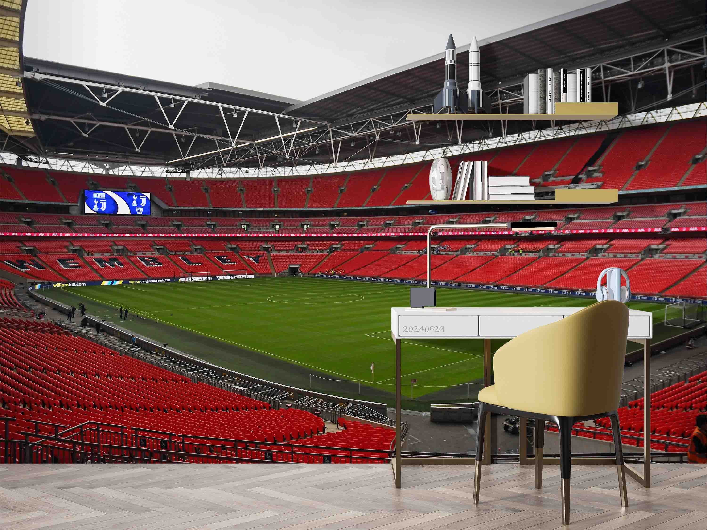 3D Architecture Stadium Iron Frame Sky Wall Mural Wallpaper YXL 174
