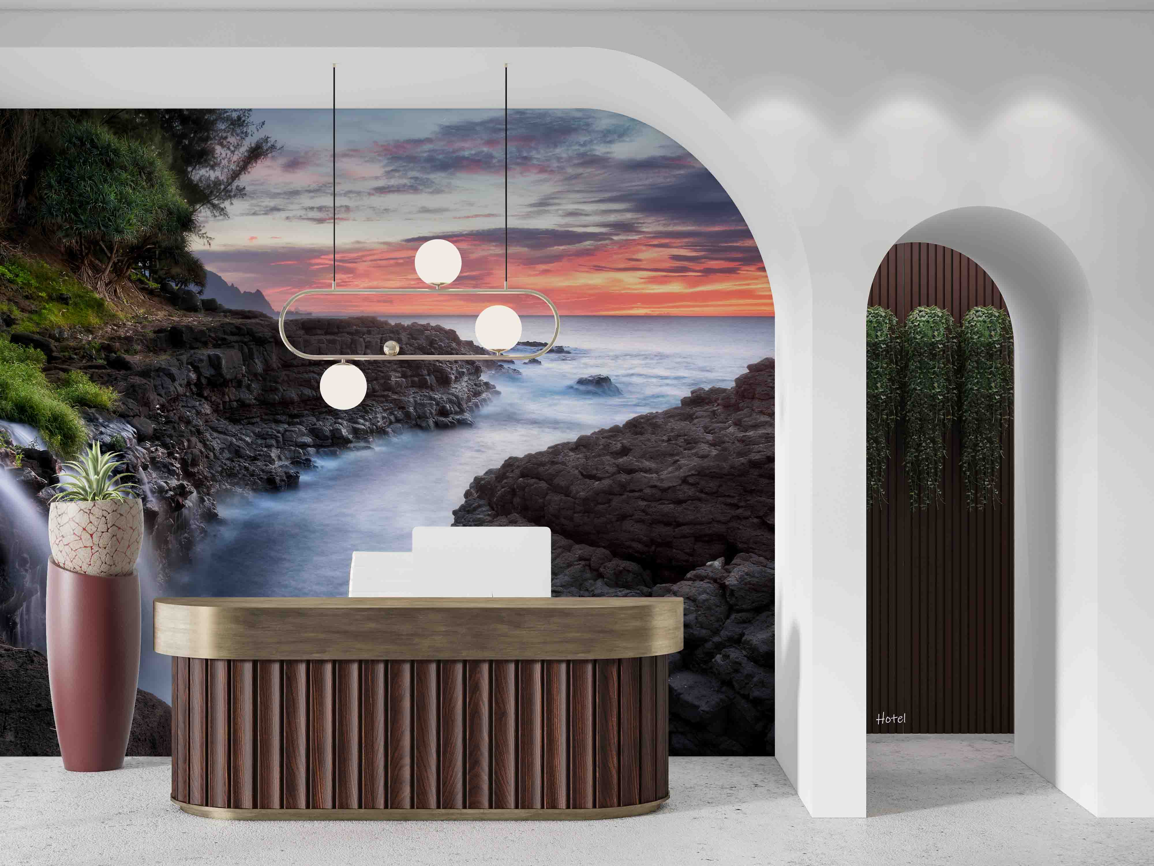 3D Hotel Inn Motel Hostel Resort Manor Scenery Sea Wall Mural Wallpaper 32