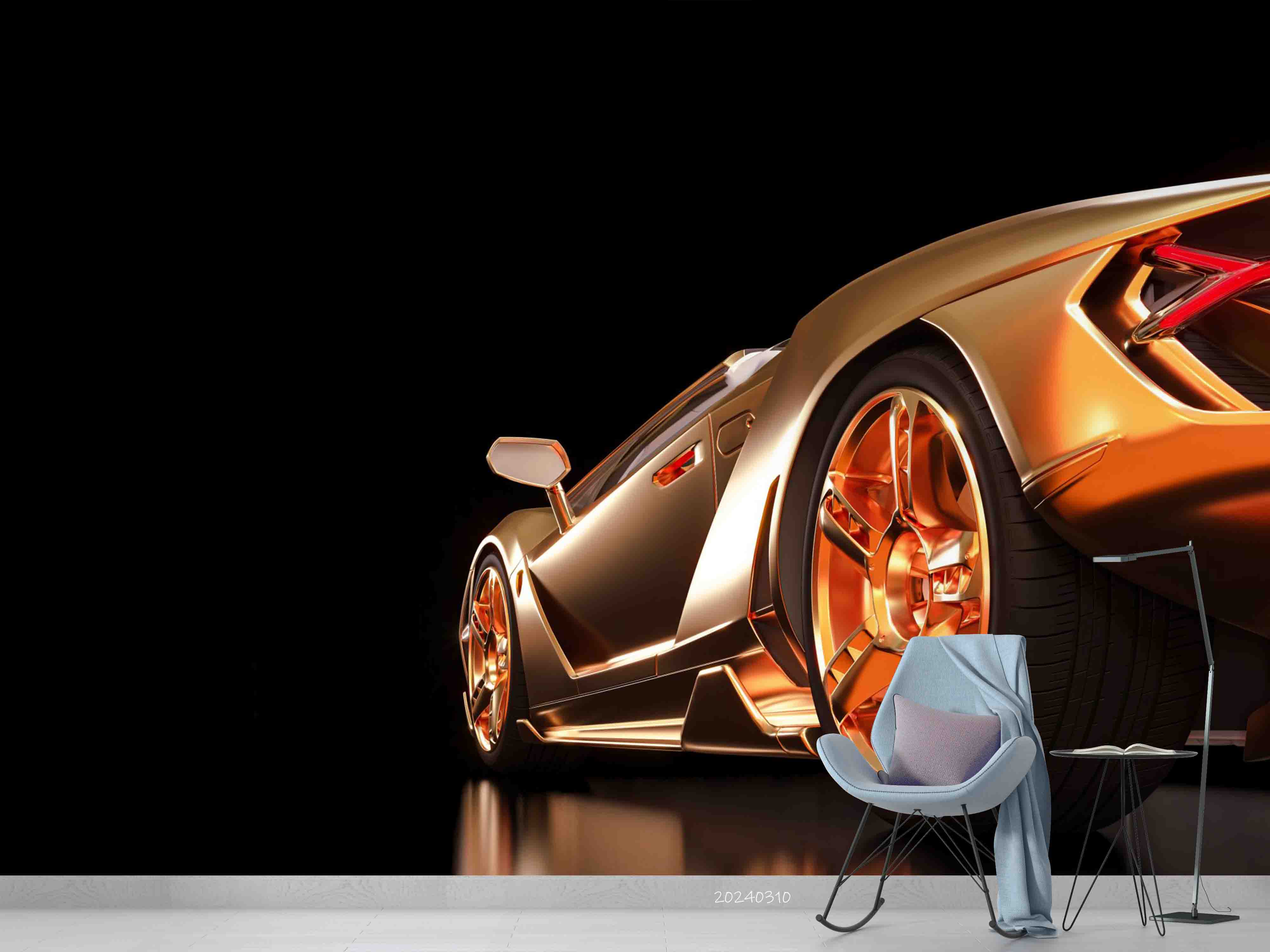 3D Brown Sports Car Pattern Wallpaper Wall Mural Wall Decor Wall Art Wall Sticker Remoable Wallpaper