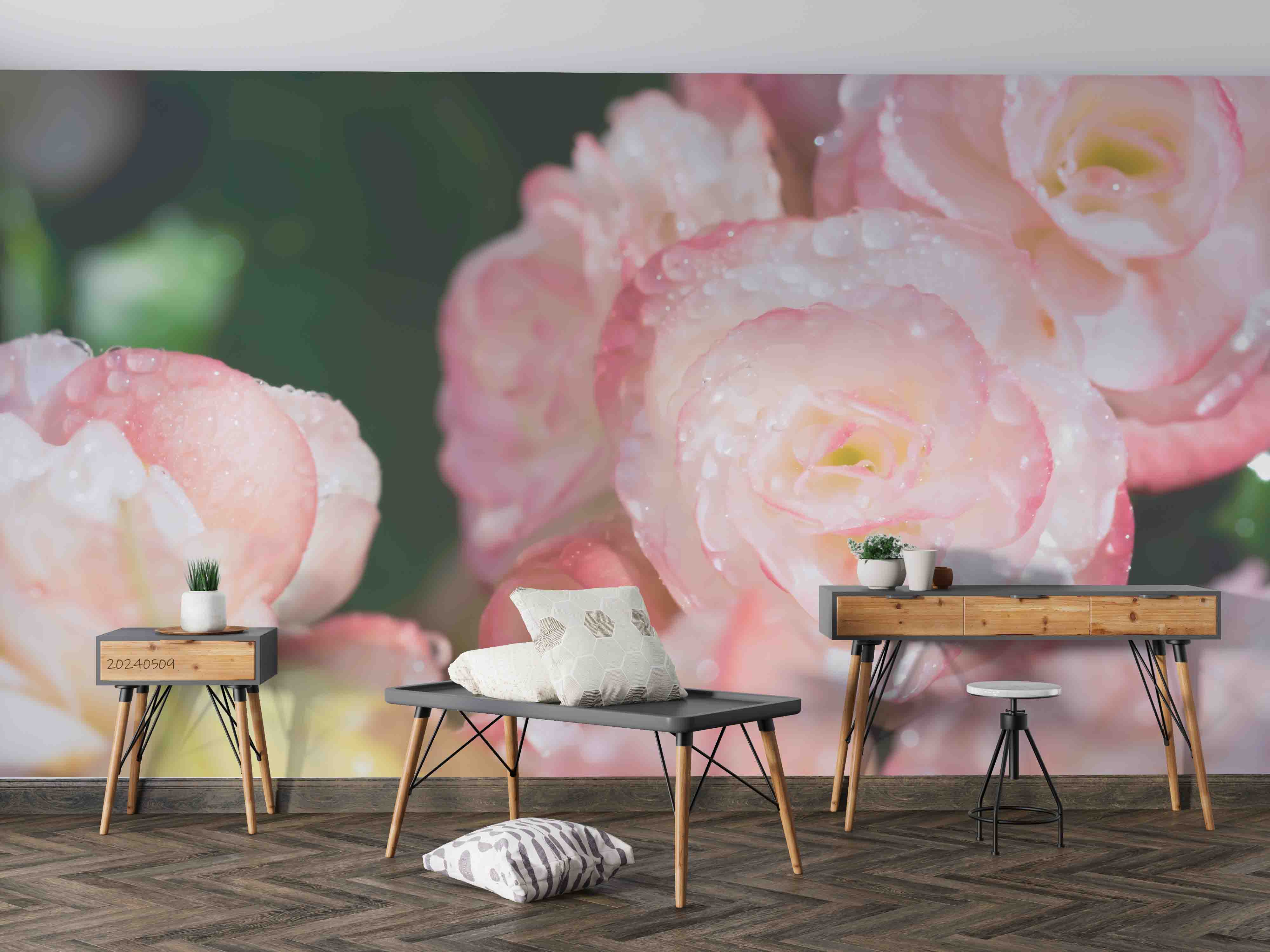 3D Pink Floral Leaf Plant Wallpaper Wall Mural Wall Decor Wall Art Wall Sticker Remoable Wallpaper