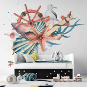 3D Animal Conch Sea Horse Duck Rudder Wave Point Wall Mural Wallpaper YXL 23
