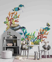 3D Animal Fish Coral Bottle Dot Sea Wall Mural Wallpaper YXL 35