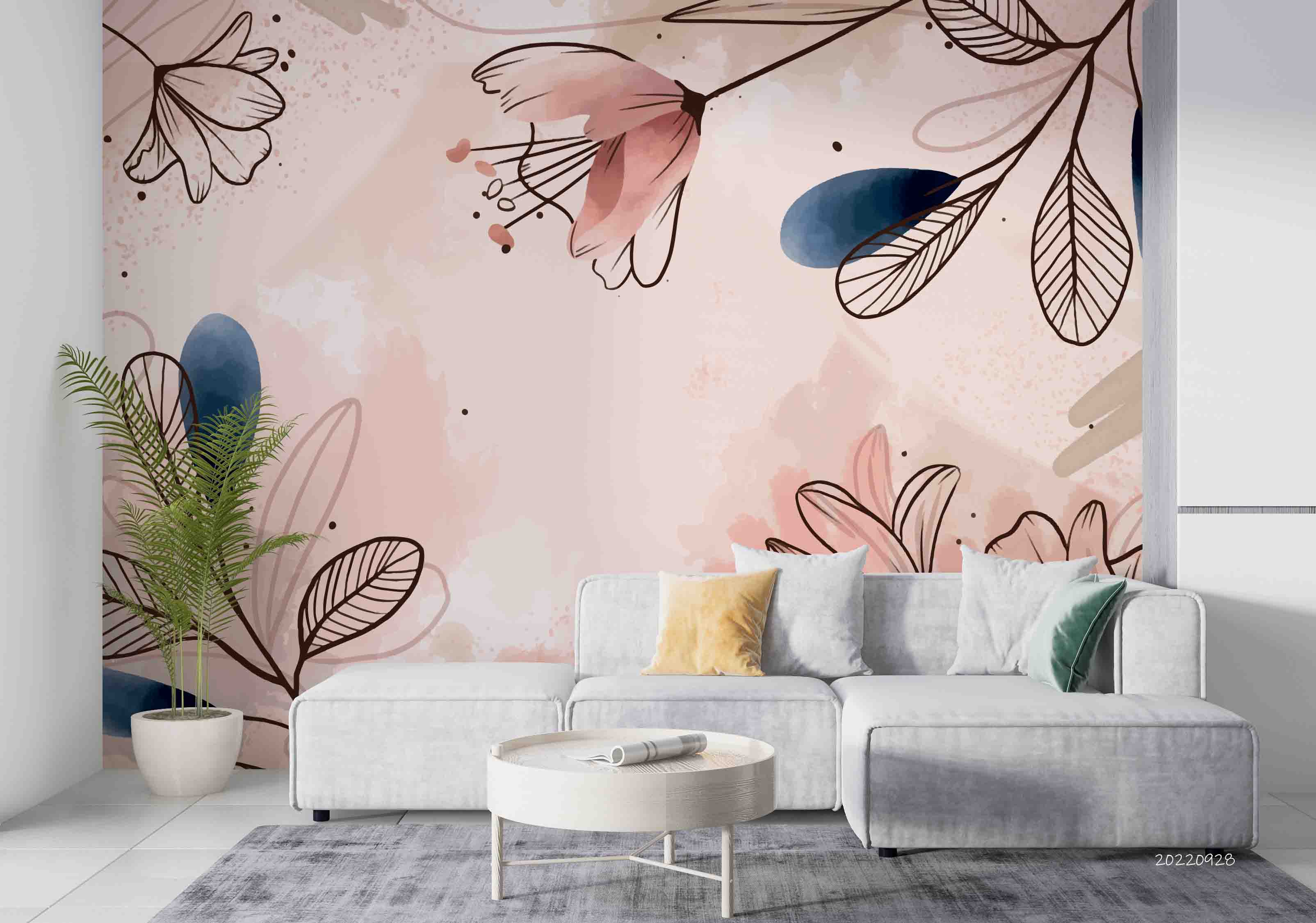3D Hand Drawn Watercolor Floral Wall Mural Wallpaper GD 3361- Jess Art Decoration