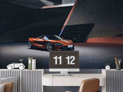 3D Orange Sports Car Wallpaper Wall Mural Wall Decor Wall Art Wall Sticker Remoable Wallpaper