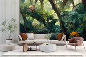 3D Oil Painting Jungle Canopy Big Leaves Flowers Wallpaper Wall Mural Wall Decor Wall Art Wall Sticker Remoable Wallpaper LQH