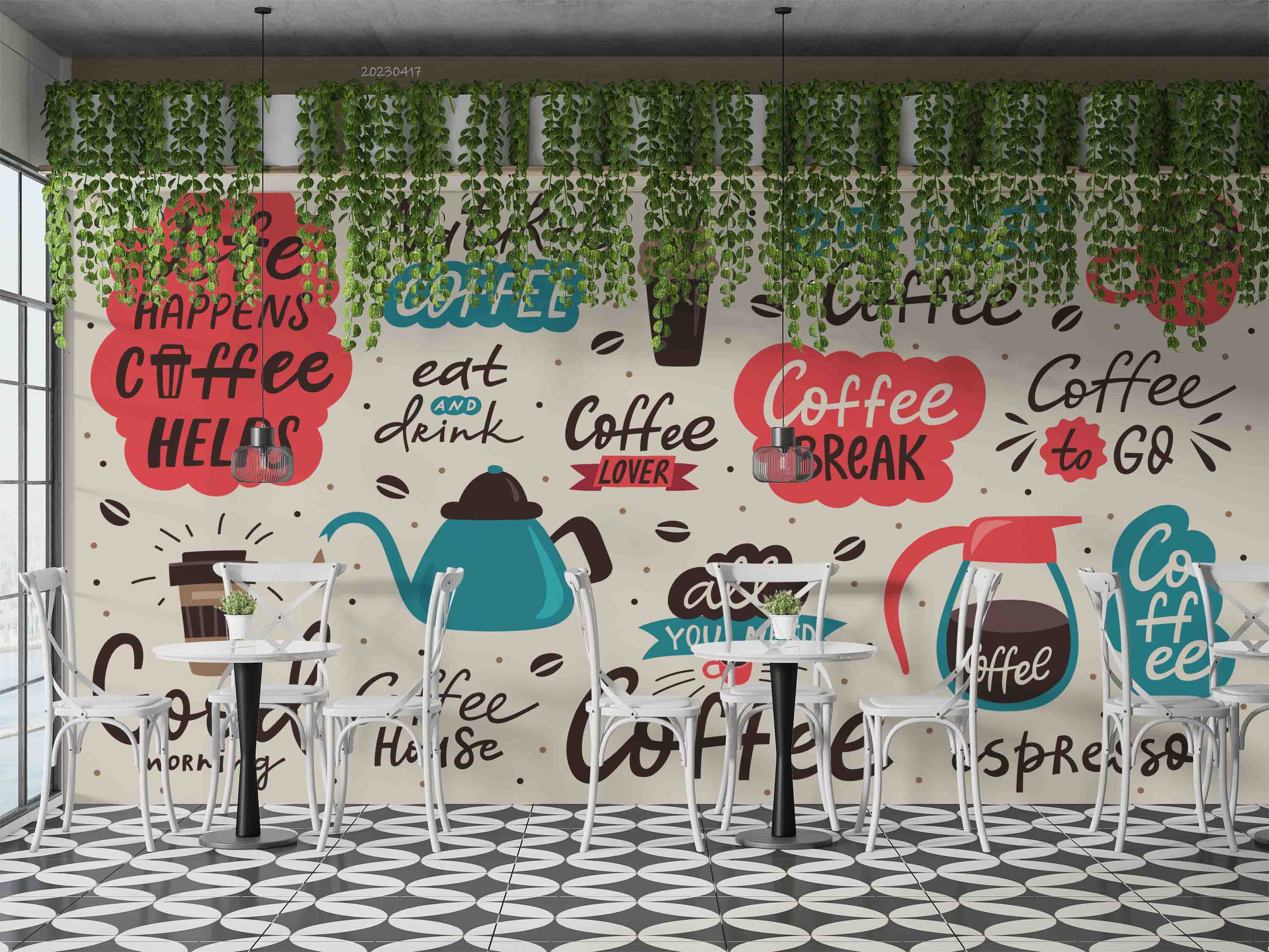 3D Coffee Shop Illustration Wall Mural Wallpaper GD 5511- Jess Art Decoration