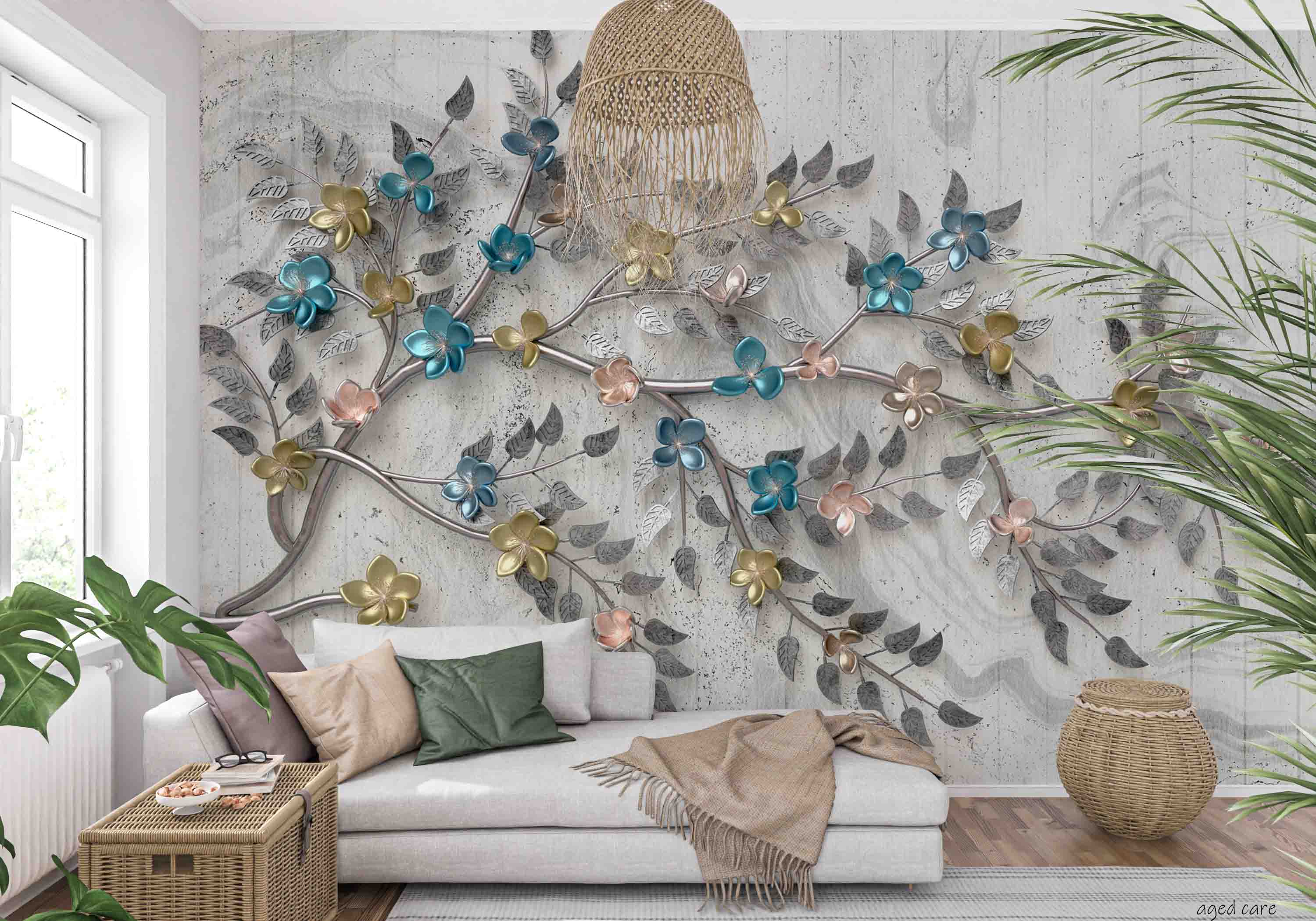 3D Aged Care Retirement Home Gerocomium Rest Home Floral Wall Mural Wallpaper 26
