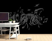 3D Abstract Grey Note Organ Trumpet Wall Mural Wallpaper YXL 07- Jess Art Decoration
