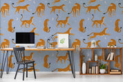 3D Blue Animal Leopard Pattern Wallpaper Wall Mural Wall Decor Wall Art Wall Sticker Remoable Wallpaper LQH 12