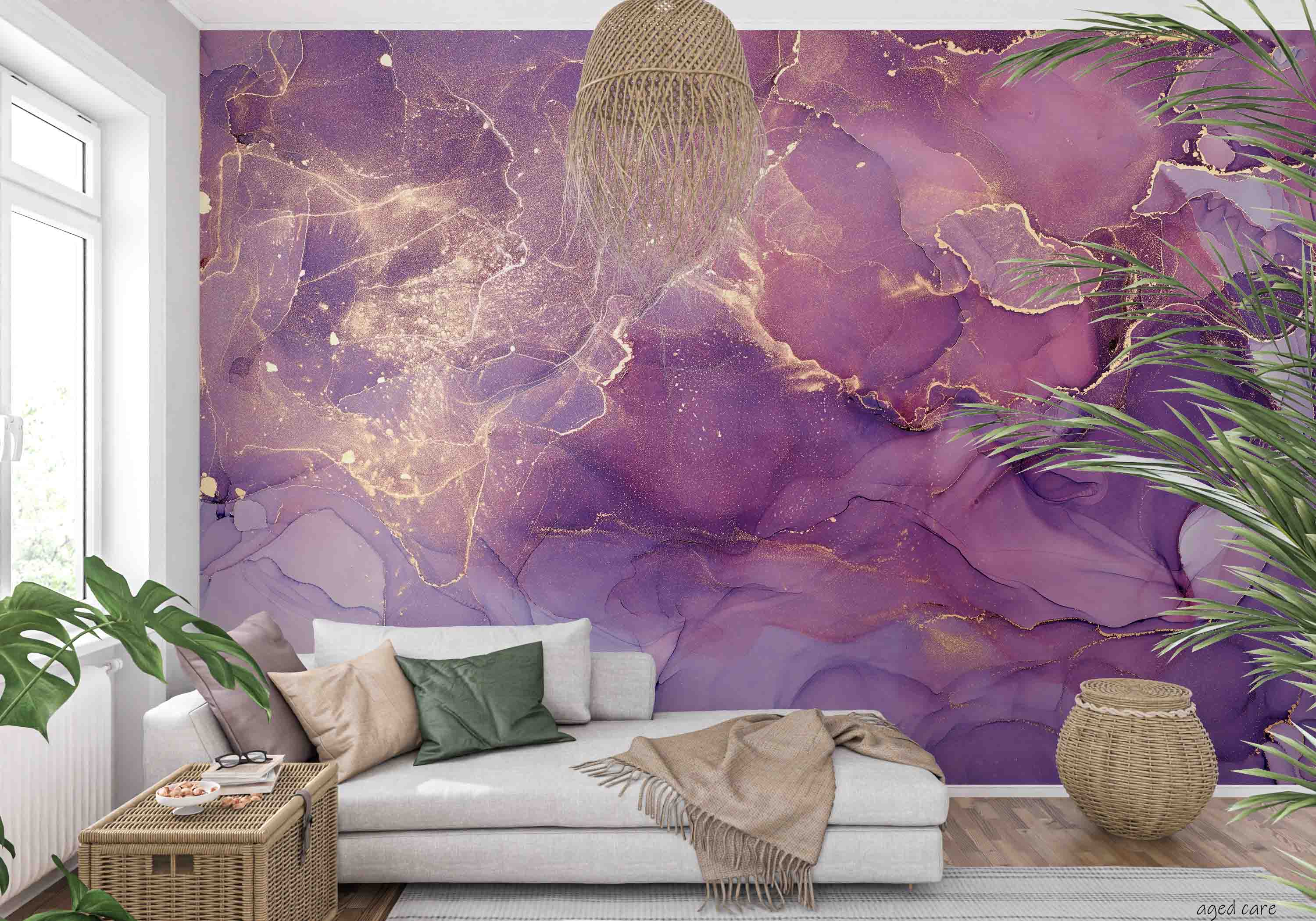 3D Aged Care Retirement Home Gerocomium Rest Home Marble Purple Wall Mural Wallpaper 6