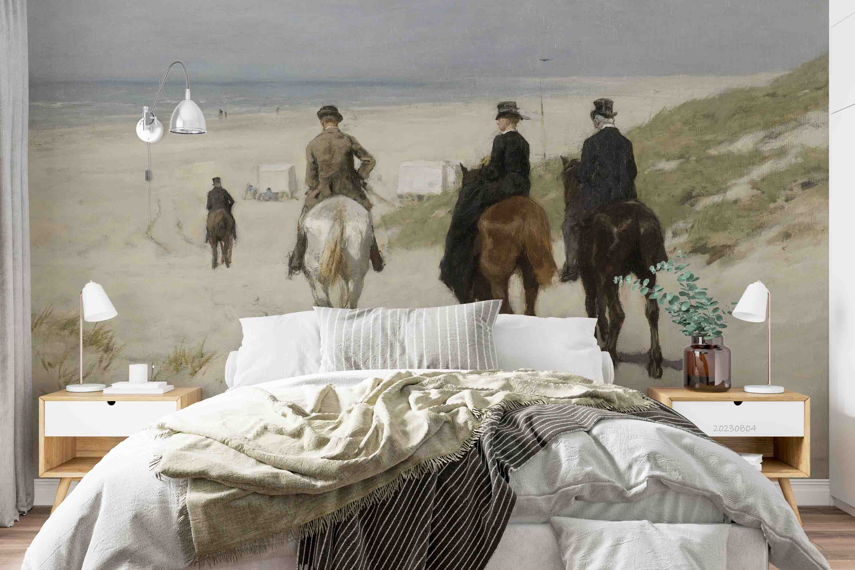 3D Sandbeach Sea Horse Person Grassland Wall Mural Wallpaper YXL 2558