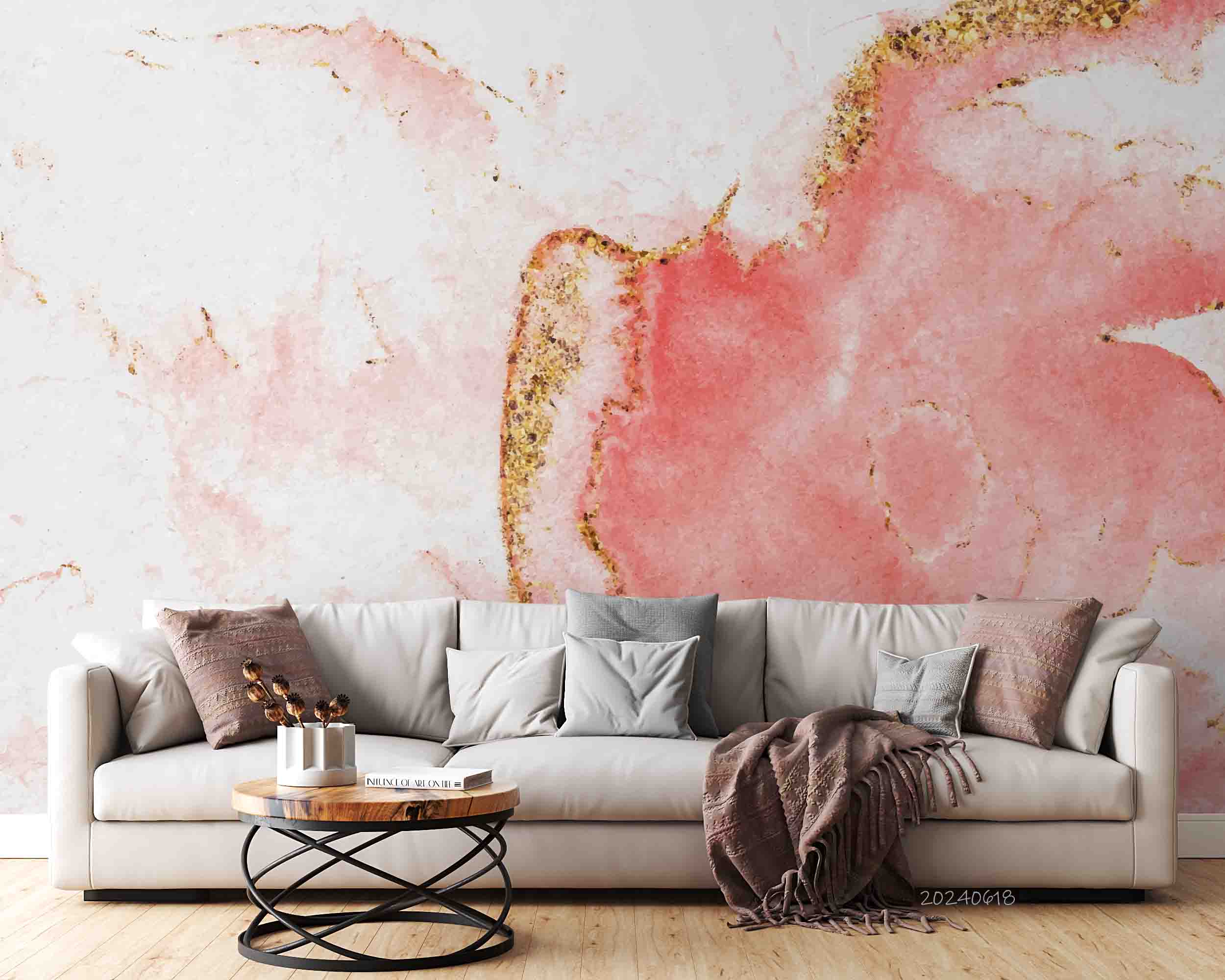 3D Abstract Damaskeen Gold Dust Wall Mural Wallpaper YXL 643