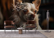 3D Animal Dog White Wall Mural Wallpaper YXL 1824