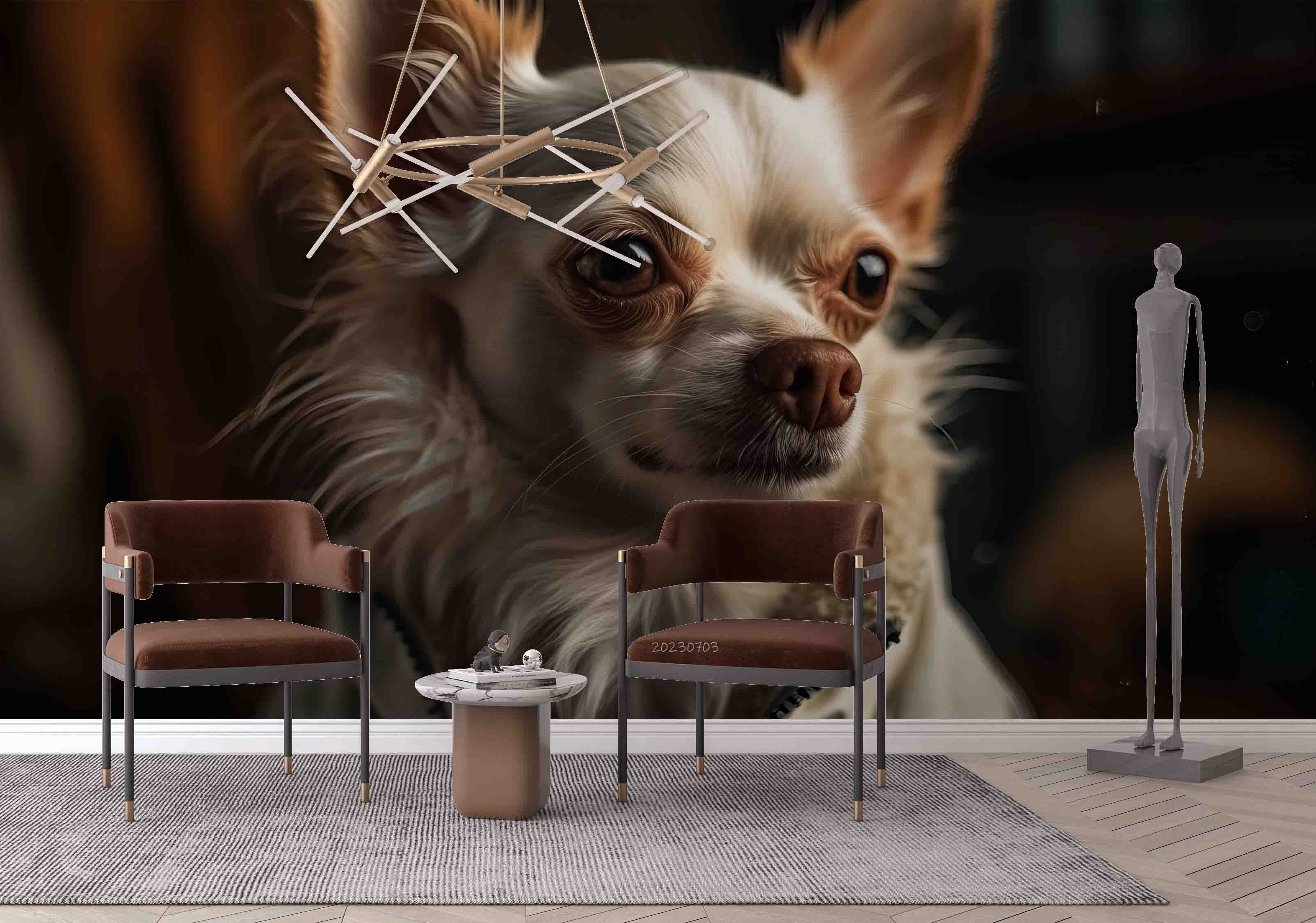 3D Animal Dog White Wall Mural Wallpaper YXL 1824