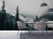 3D Tall Trees Forest Mountains Covered Fog Wall Mural Wallpaper GD 3209- Jess Art Decoration