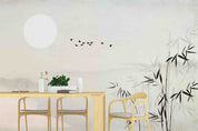3D Grey Sky Bird Sun Bamboo Wallpaper Wall Mural Wall Decor Wall Art Wall Sticker Remoable Wallpaper