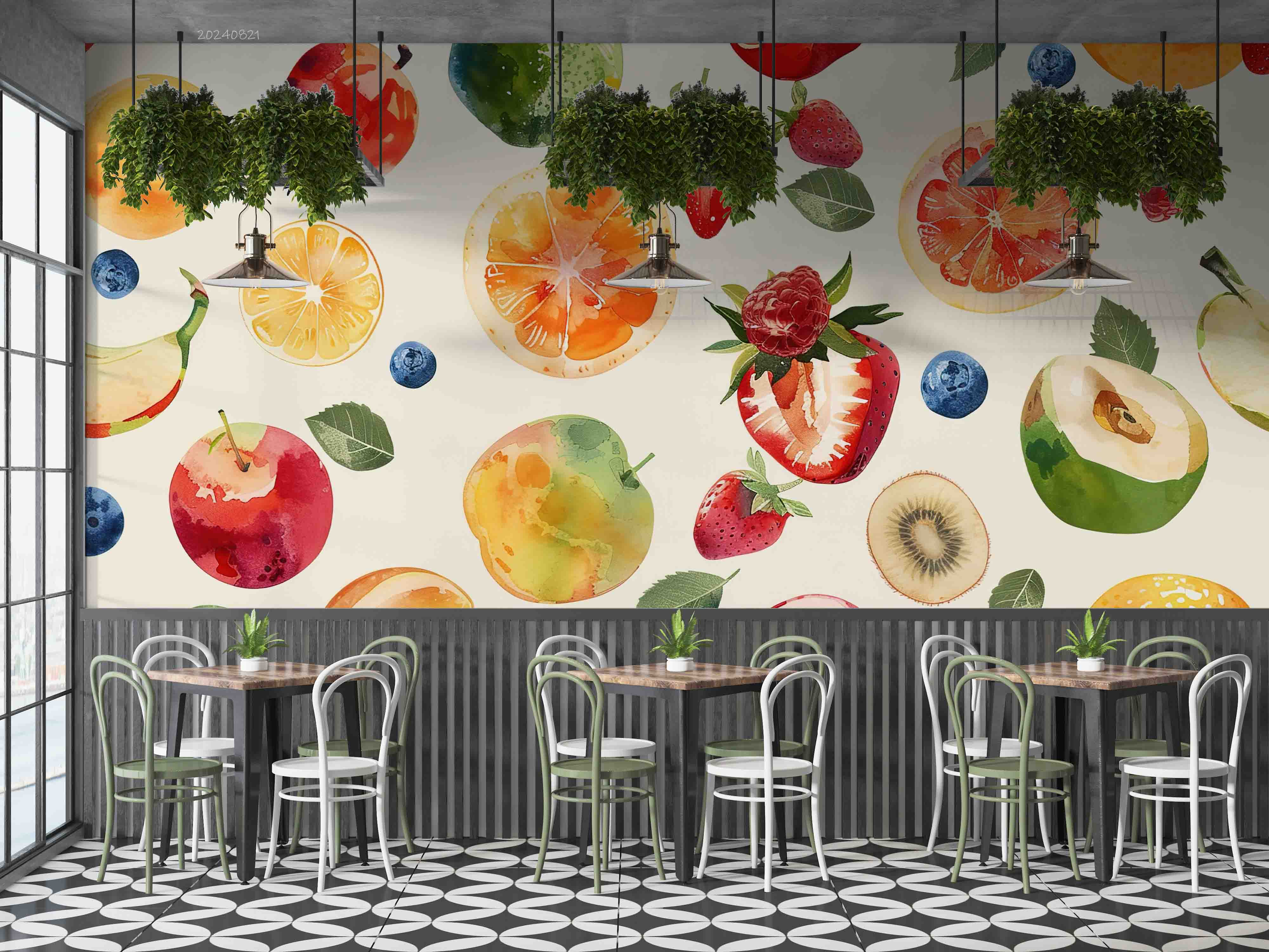 3D Pattern Apple Peach Strawberry Orange Wall Mural Wallpaper YXL 255