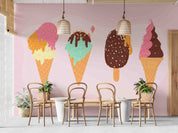 3D Ice Cream Pink Chocolate Spread Wall Mural Wallpaper YXL 2298