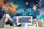 3D The Earth Star Rocket Cloud Wall Mural Wallpaper YXL 224