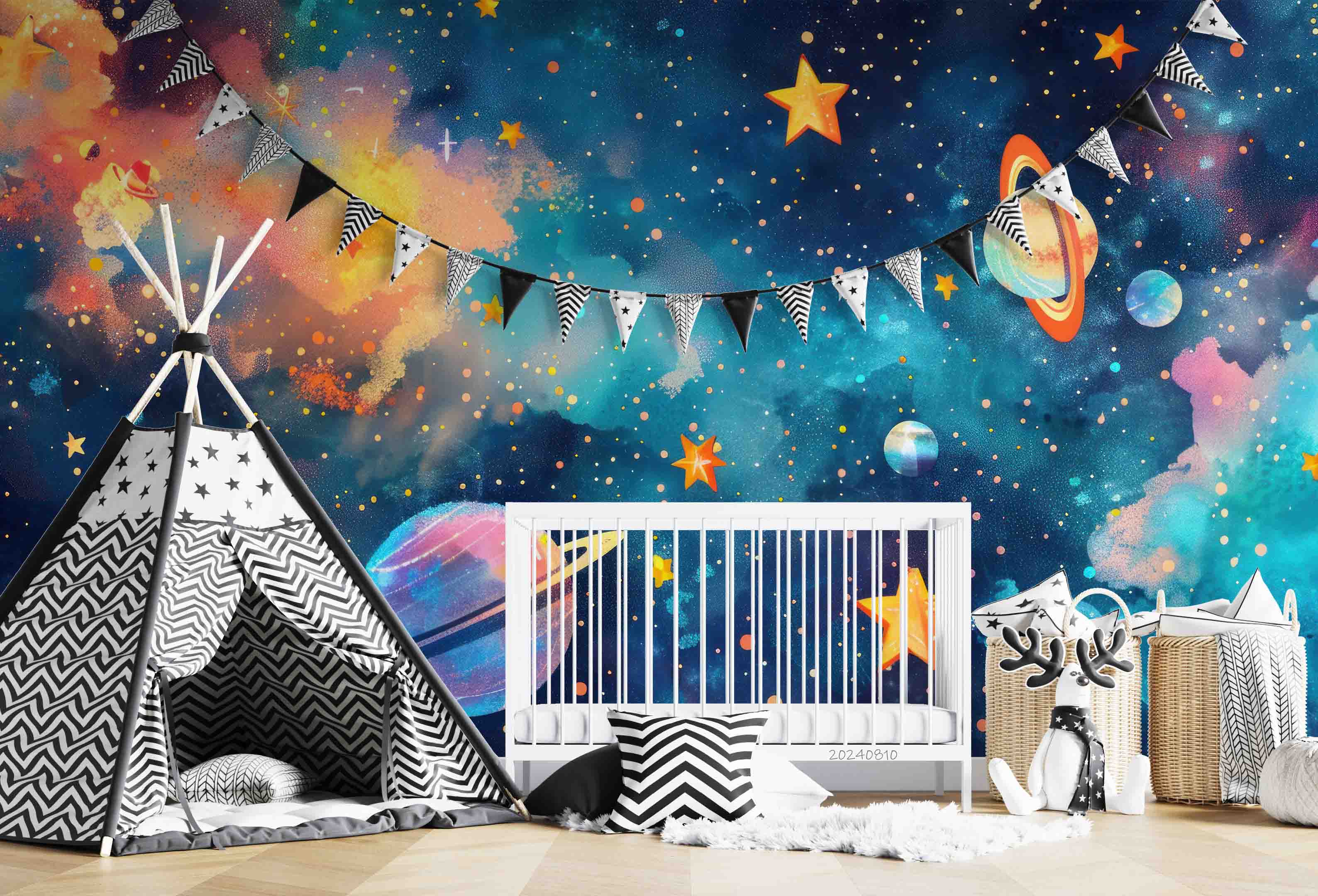 3D The Earth Star Rocket Cloud Wall Mural Wallpaper YXL 224