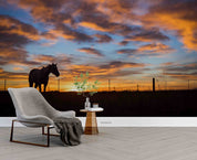 3D Horse Grazing During Sunrise Southeast Wyoming Wall Mural Wallpaper GD 5344- Jess Art Decoration