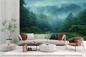 3D Nature Green Forest White Fog Wallpaper Wall Mural Wall Decor Wall Art Wall Sticker Remoable Wallpaper LQH