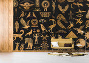 3D Ancient Egypt Gold Eagle Egyptian Hieroglyphics Symbols Wallpaper Wall Mural Wall Decor Wall Art Wall Sticker Remoable Wallpaper LQH 1