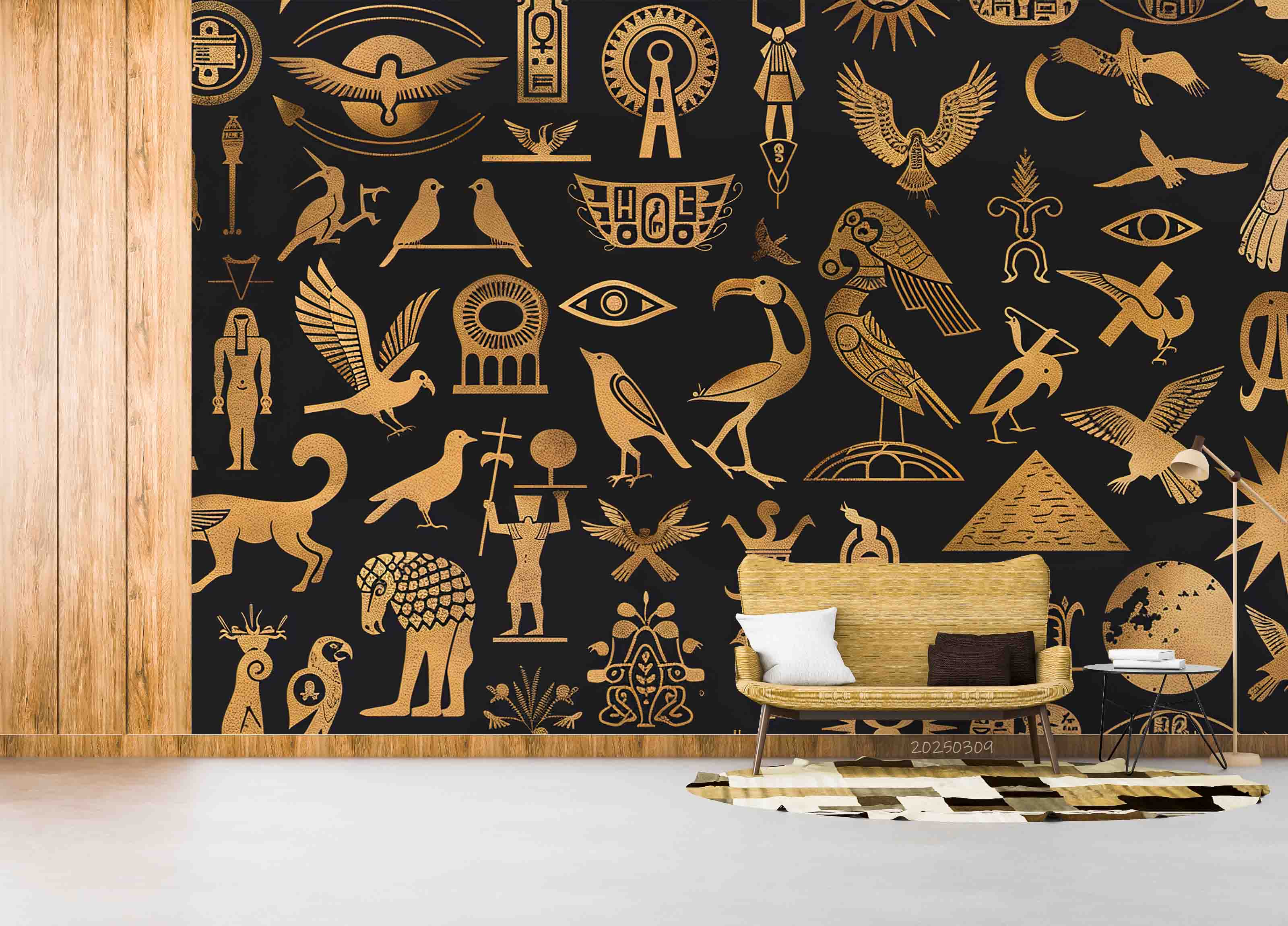3D Ancient Egypt Gold Eagle Egyptian Hieroglyphics Symbols Wallpaper Wall Mural Wall Decor Wall Art Wall Sticker Remoable Wallpaper LQH 1