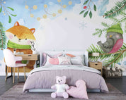 3D Cartoon Winter Forest Animal Fox Kids Wallpaper Wall Mural Wall Decor Wall Art Wall Sticker Remoable Wallpaper