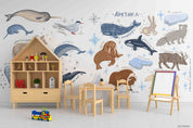 3D Childcare Nursery School Cartoon Animals Kids Wall Mural Wallpaper JN 62