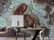 3D World Map Compass Key Wall Mural Wallpaper YXL 2482