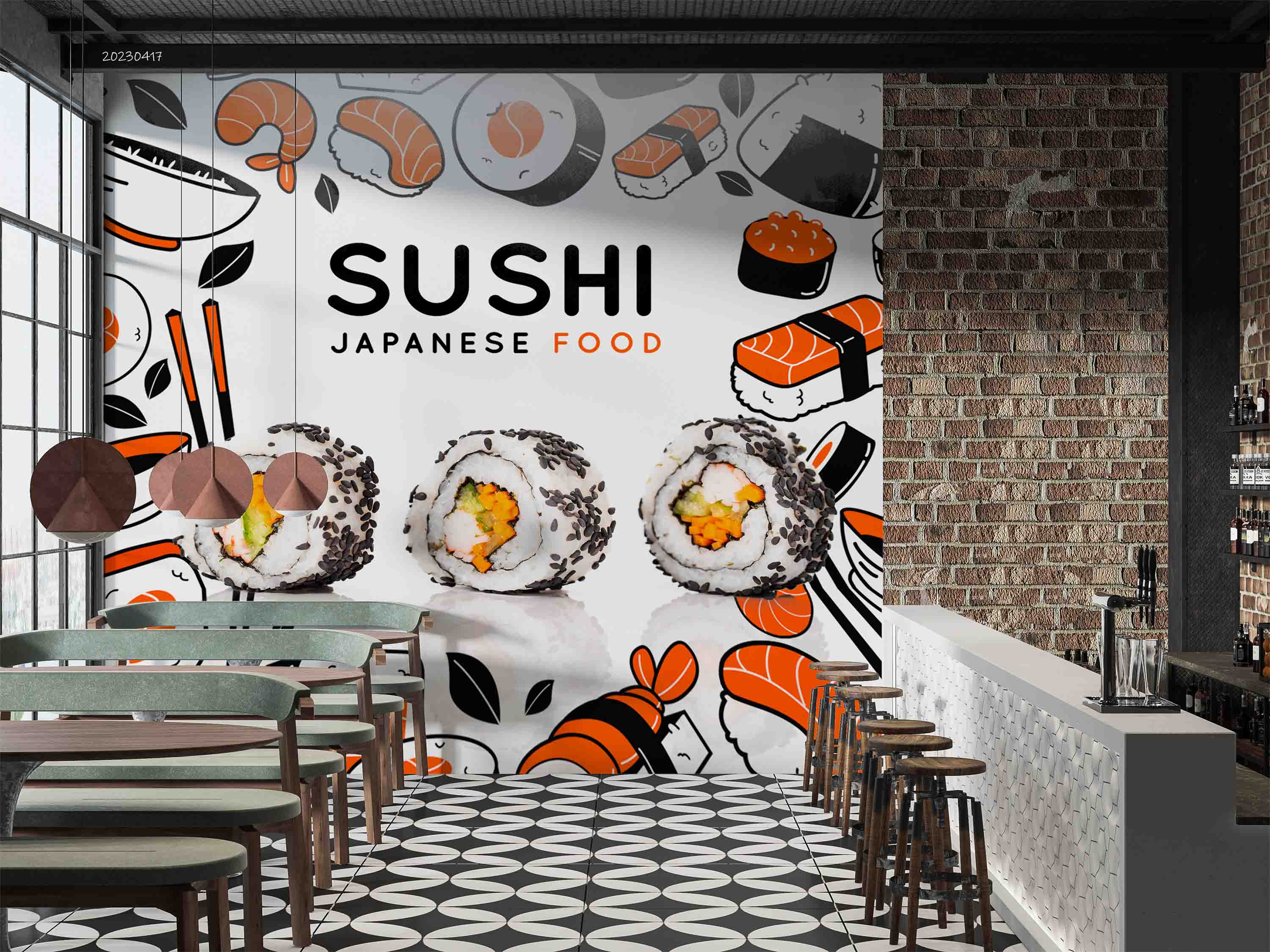 3D Japanese Restaurant Sushi Wall Mural Wallpaper GD 5489- Jess Art Decoration