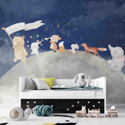 3D Bear Mouse Fox The Earth Elephant Flag Wall Mural Wallpaper YXL 388