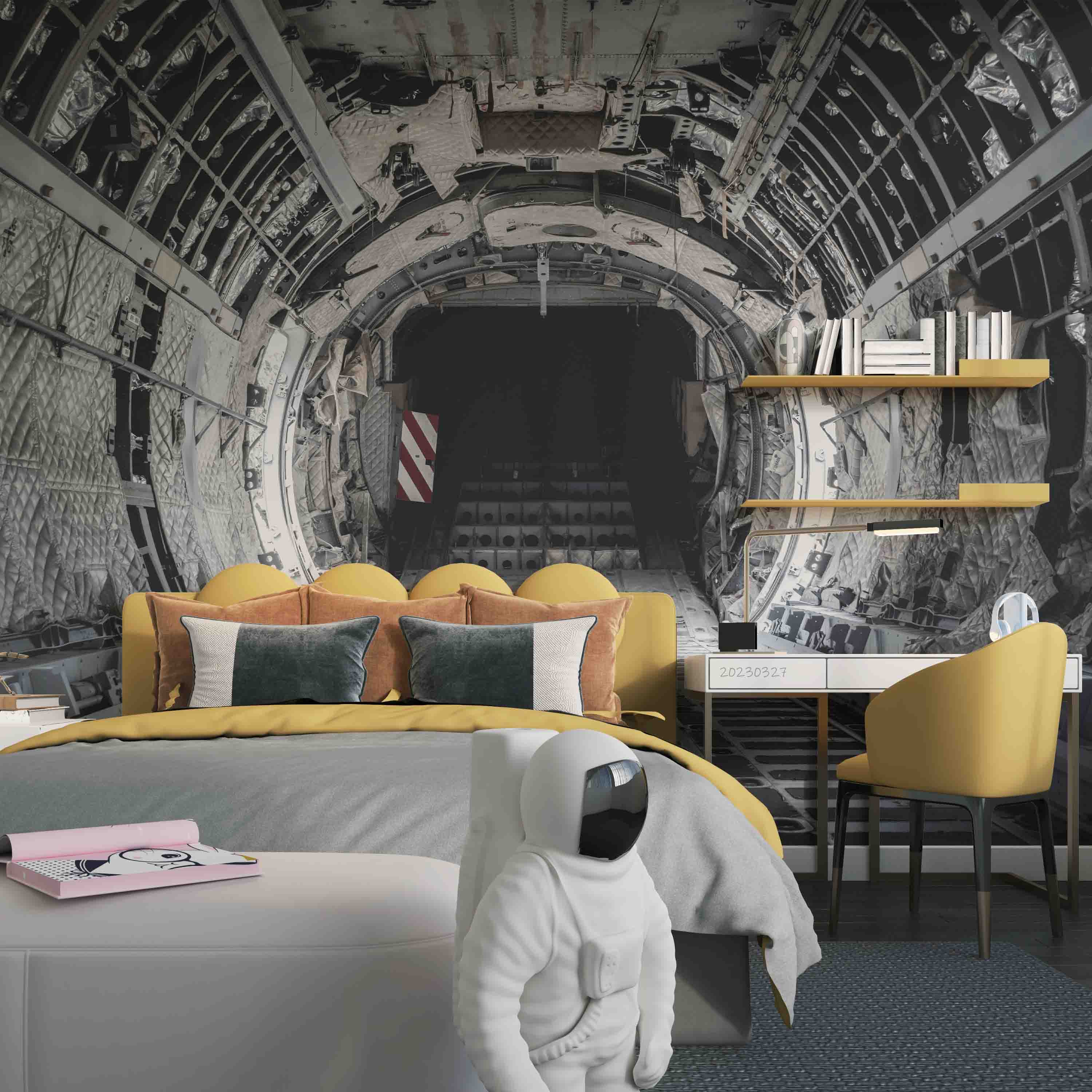 3D Military Transport Aircraft Interior View Wall Mural Wallpaper GD 5460- Jess Art Decoration