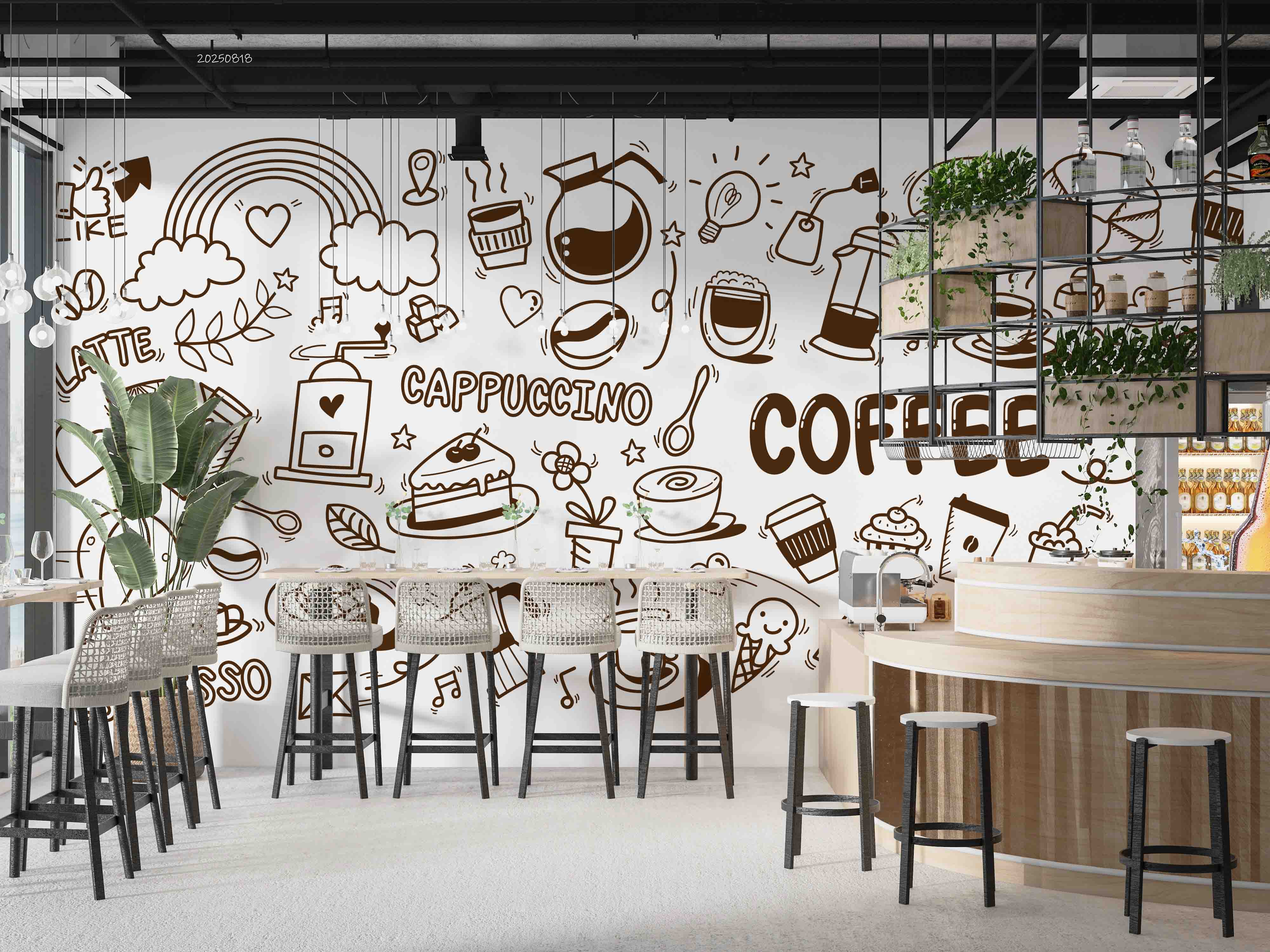 3D Restaurant Snack Bar Diner Fast Food Coffee Dessert Wall Mural Wallpaper 18