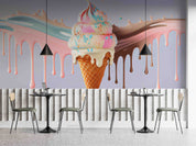3D Ice Cream Chocolate White Wall Mural Wallpaper YXL 2284