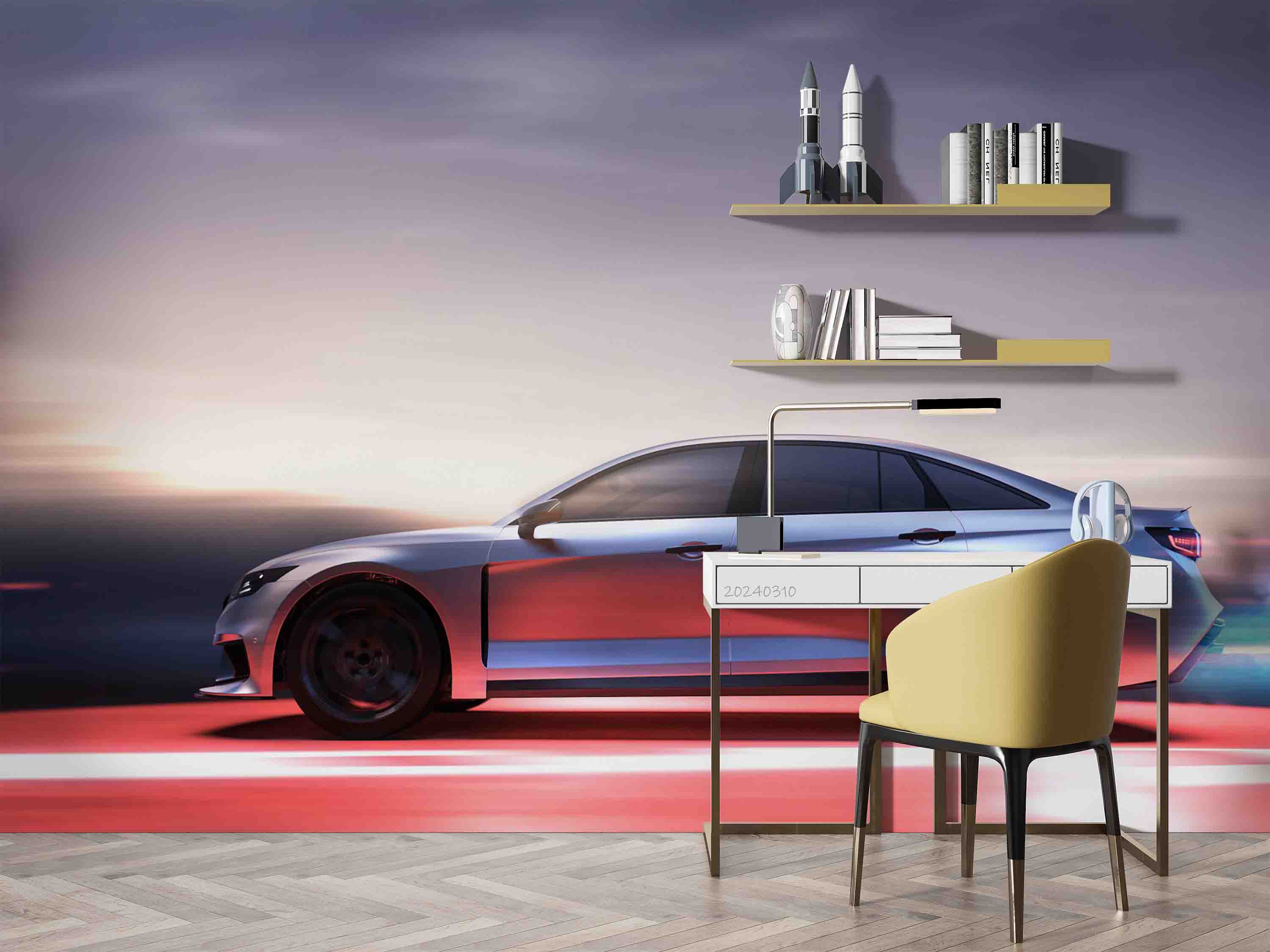 3D Grey Sports Car Pattern Wallpaper Wall Mural Wall Decor Wall Art Wall Sticker Remoable Wallpaper