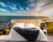 3D Waves Rocks Sea Malibu Coastline California Wall Mural Wallpaper GD 4277- Jess Art Decoration