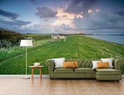 3D Sky Clouds Grassland Nature Scenery Wallpaper Wall Mural Wall Decor Wall Art Wall Sticker Remoable Wallpaper LQH