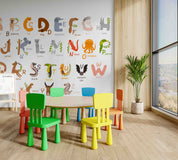 3D Childcare Nursery School Cartoon Animals Letters Kids Wall Mural Wallpaper JN 66