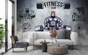 3D Bodybuilder Barbell Brick Wall Background Wall Mural Wallpaper GD 4143- Jess Art Decoration