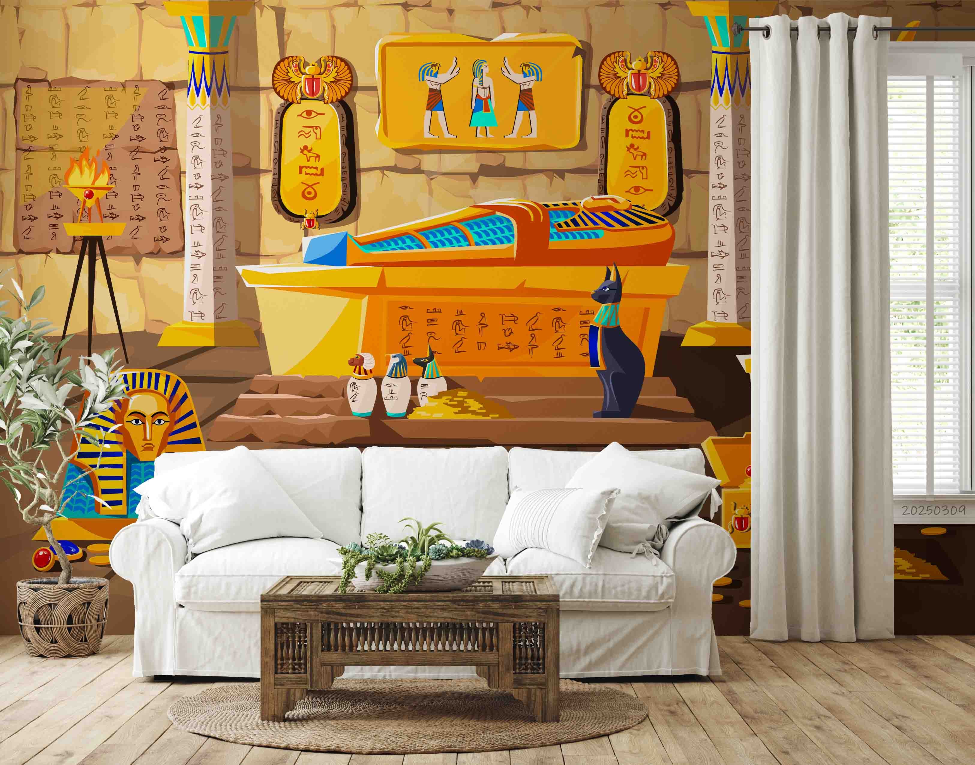 3D Ancient Egypt Pattern Egyptian Hieroglyphic Symbols Wallpaper Wall Mural Wall Decor Wall Art Wall Sticker Remoable Wallpaper LQH