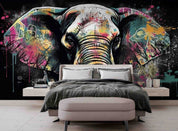 3D Animal Elephant Colours Graffiti Wall Mural Wallpaper YXL 1838