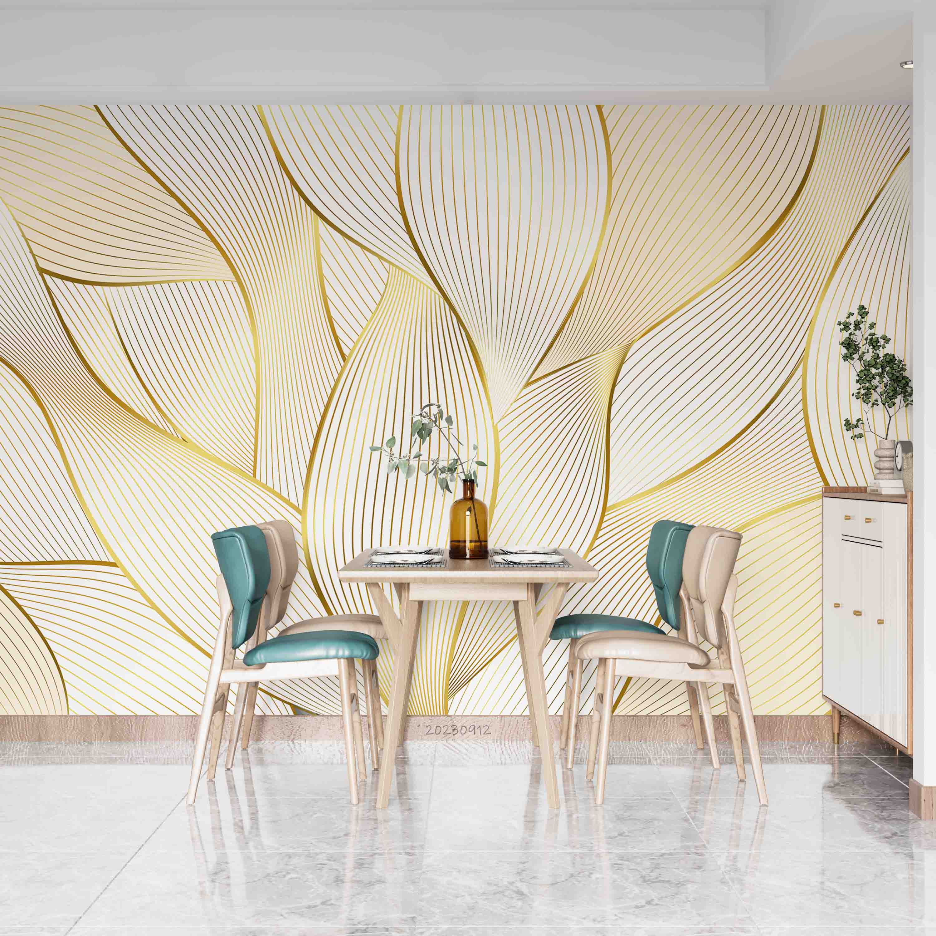 3D Geometric Line Petal Wall Mural Wallpaper YXL 2638