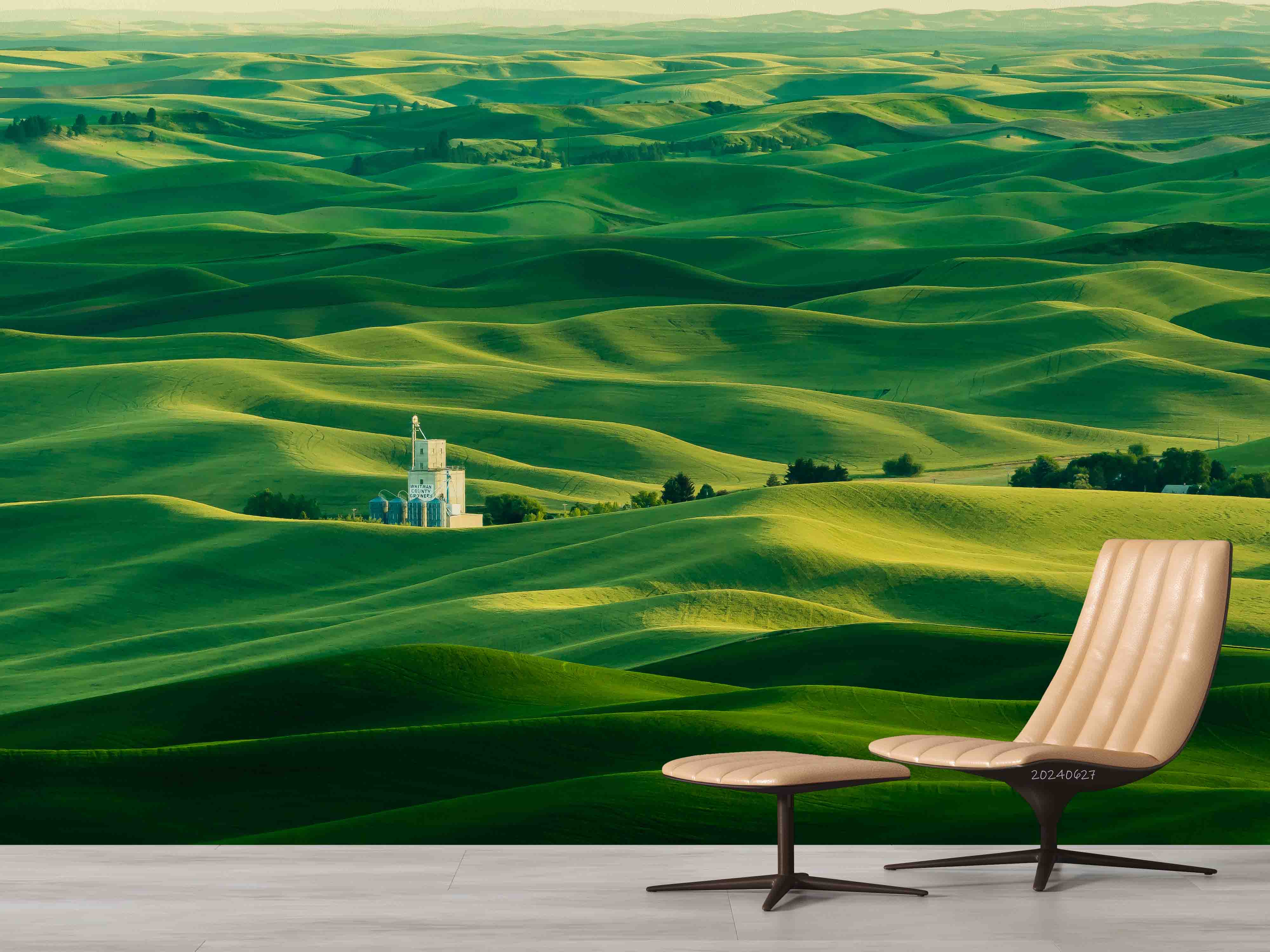 3D Countryside Tree Grassland Green Wall Mural Wallpaper YXL 683