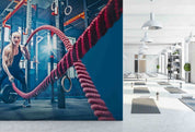 3D Fitness Room Battle Rope Light Blue Wall Mural Wallpaper YXL 101