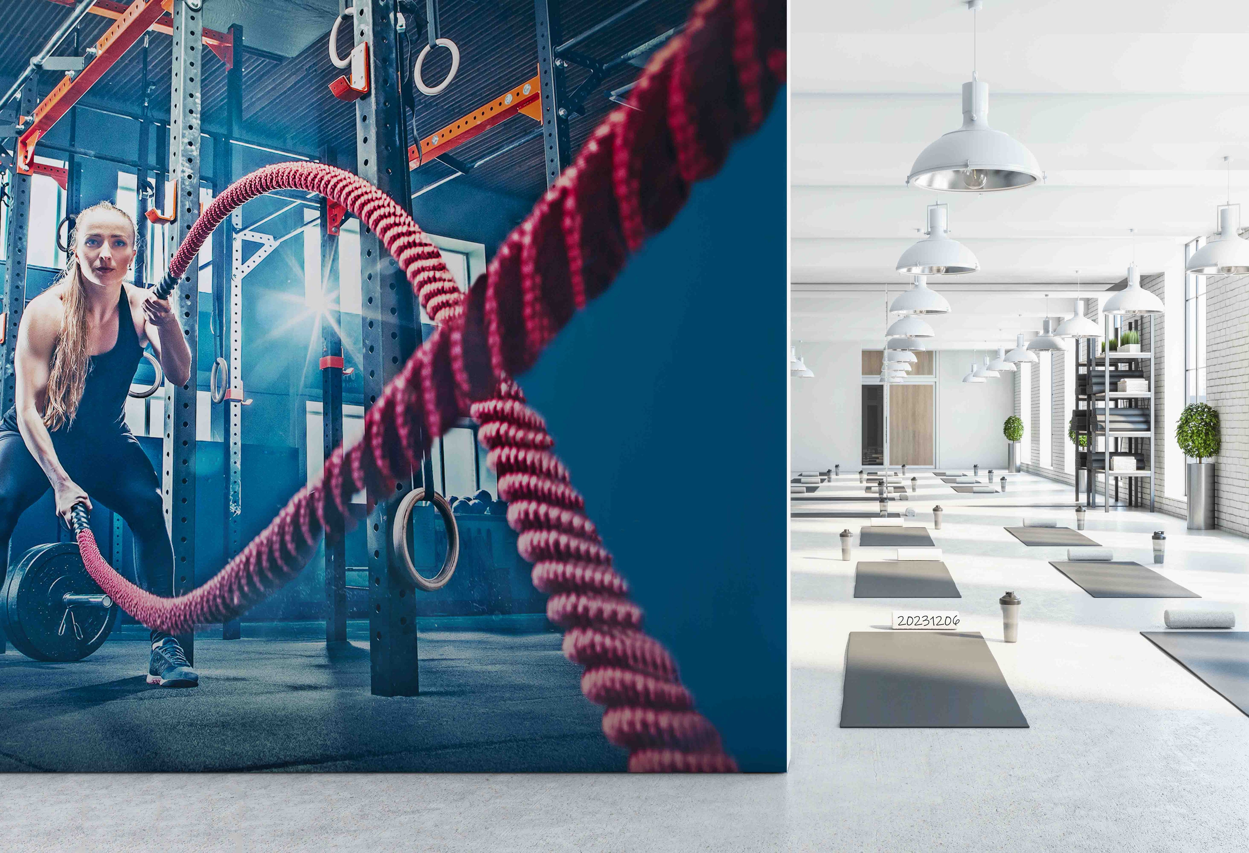 3D Fitness Room Battle Rope Light Blue Wall Mural Wallpaper YXL 101